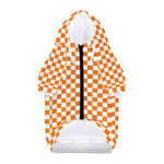 Orange And White Checkered Pattern Print Dog Zip Up Hoodie