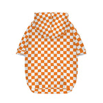Orange And White Checkered Pattern Print Dog Zip Up Hoodie