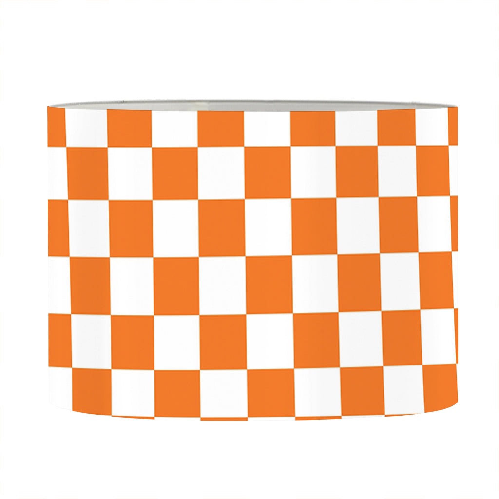 Orange And White Checkered Pattern Print Drum Lamp Shade