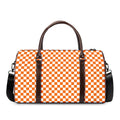 Orange And White Checkered Pattern Print Duffel Bag