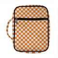 Orange And White Checkered Pattern Print Front Pocket Bible Bag