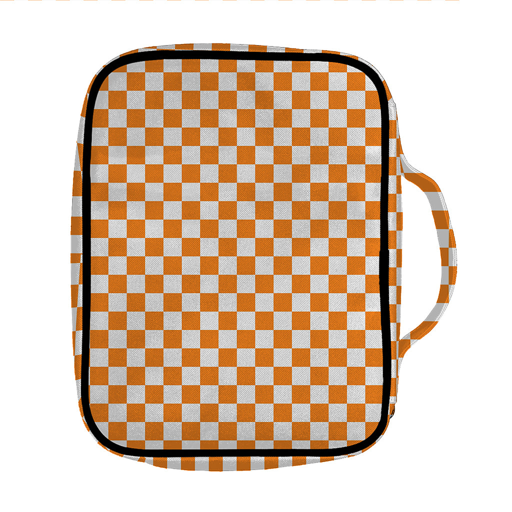 Orange And White Checkered Pattern Print Front Pocket Bible Bag