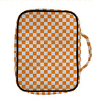 Orange And White Checkered Pattern Print Front Pocket Bible Bag