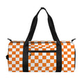 Orange And White Checkered Pattern Print Gym Bag