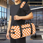 Orange And White Checkered Pattern Print Gym Bag