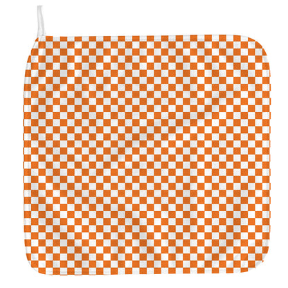 Orange And White Checkered Pattern Print Hand Towel