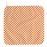 Orange And White Checkered Pattern Print Hand Towel