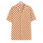 Orange And White Checkered Pattern Print Hawaiian Shirt