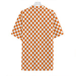 Orange And White Checkered Pattern Print Hawaiian Shirt