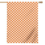 Orange And White Checkered Pattern Print House Flag