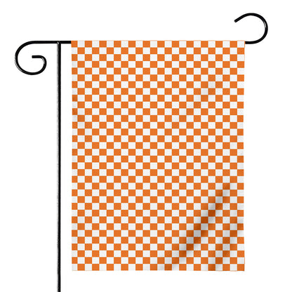 Orange And White Checkered Pattern Print House Flag
