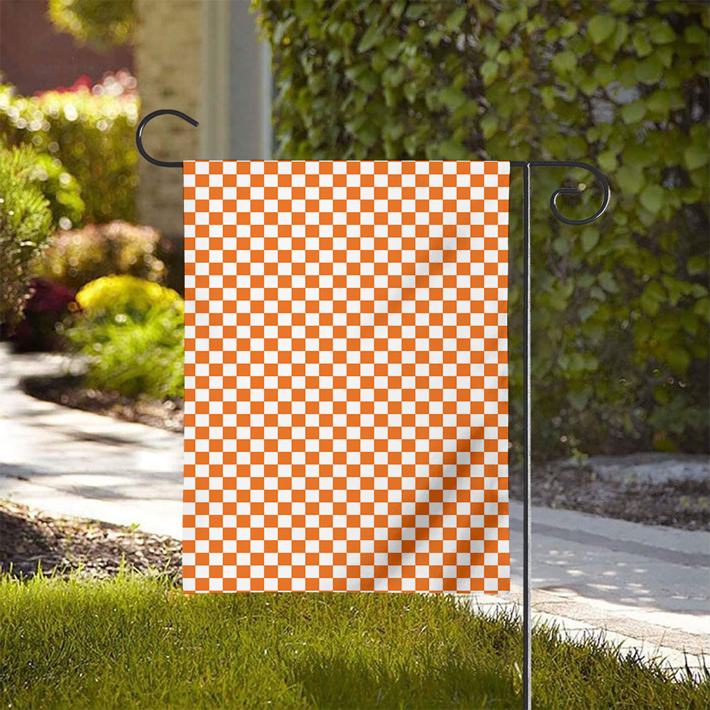 Orange And White Checkered Pattern Print House Flag