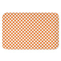 Orange And White Checkered Pattern Print Indoor Door Mat