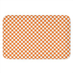 Orange And White Checkered Pattern Print Indoor Door Mat