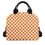 Orange And White Checkered Pattern Print Insulated Lunch Bag