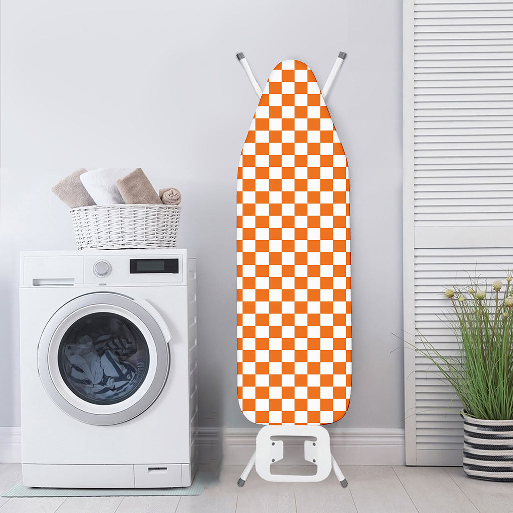 Orange And White Checkered Pattern Print Ironing Board Cover