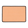 Orange And White Checkered Pattern Print Kitchen Mat