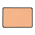 Orange And White Checkered Pattern Print Kitchen Mat