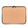 Orange And White Checkered Pattern Print Laptop Sleeve