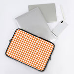 Orange And White Checkered Pattern Print Laptop Sleeve