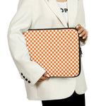 Orange And White Checkered Pattern Print Laptop Sleeve