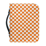 Orange And White Checkered Pattern Print Leather Bible Cover