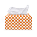 Orange And White Checkered Pattern Print Leather Tissue Box Cover