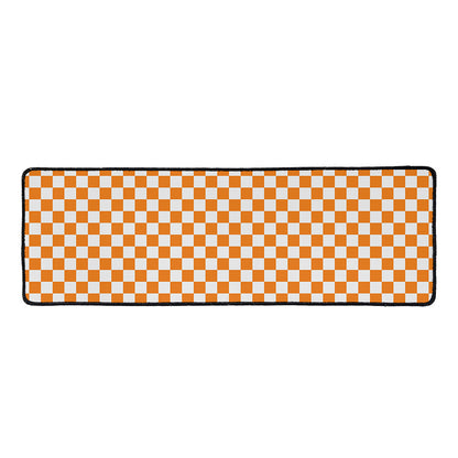 Orange And White Checkered Pattern Print Long Kitchen Mat