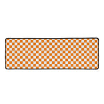 Orange And White Checkered Pattern Print Long Kitchen Mat