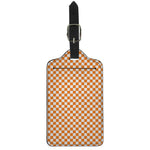 Orange And White Checkered Pattern Print Luggage Tag