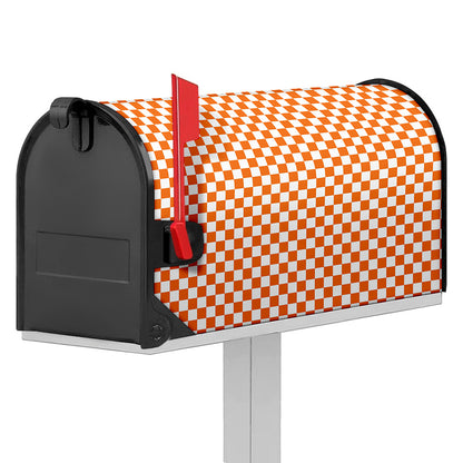 Orange And White Checkered Pattern Print Mailbox Cover