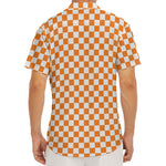 Orange And White Checkered Pattern Print Men's Deep V-Neck Shirt