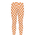 Orange And White Checkered Pattern Print Men's Leggings
