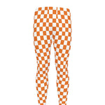 Orange And White Checkered Pattern Print Men's leggings
