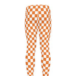 Orange And White Checkered Pattern Print Men's leggings