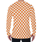 Orange And White Checkered Pattern Print Men's Long Sleeve T-Shirt