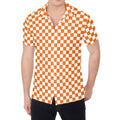 Orange And White Checkered Pattern Print Men's Shirt