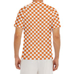 Orange And White Checkered Pattern Print Men's Short Sleeve Rash Guard