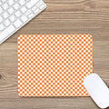 Orange And White Checkered Pattern Print Mouse Pad