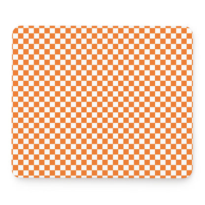 Orange And White Checkered Pattern Print Mouse Pad