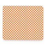 Orange And White Checkered Pattern Print Mouse Pad