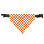 Orange And White Checkered Pattern Print Over The Collar Dog Bandana