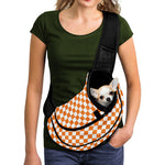 Orange And White Checkered Pattern Print Pet Sling Carrier