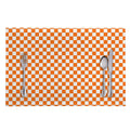 Orange And White Checkered Pattern Print Placemat
