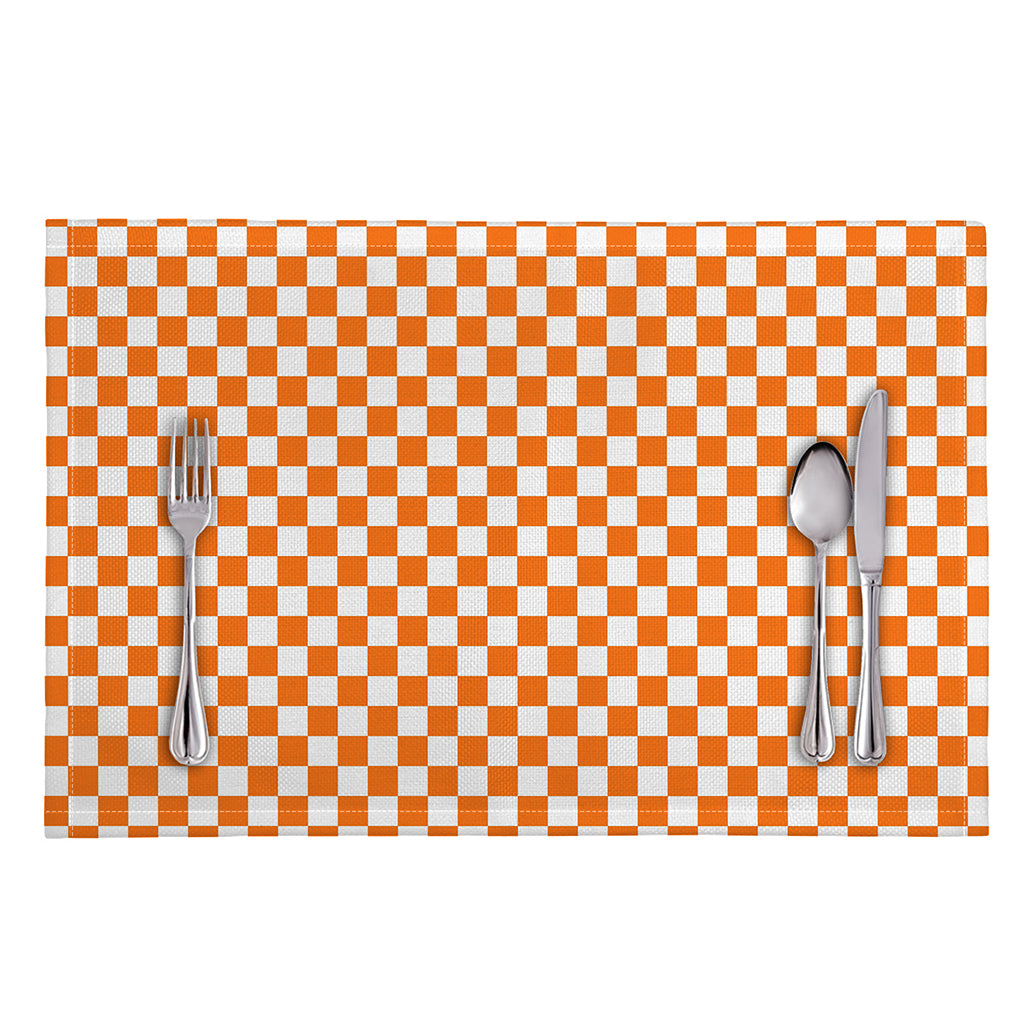 Orange And White Checkered Pattern Print Placemat
