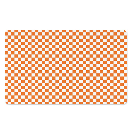 Orange And White Checkered Pattern Print Polyester Doormat