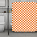 Orange And White Checkered Pattern Print Polyester Shower Curtain