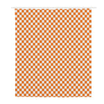 Orange And White Checkered Pattern Print Polyester Shower Curtain