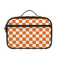 Orange And White Checkered Pattern Print Portable Lunch Bag