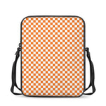 Orange And White Checkered Pattern Print Rectangular Crossbody Bag